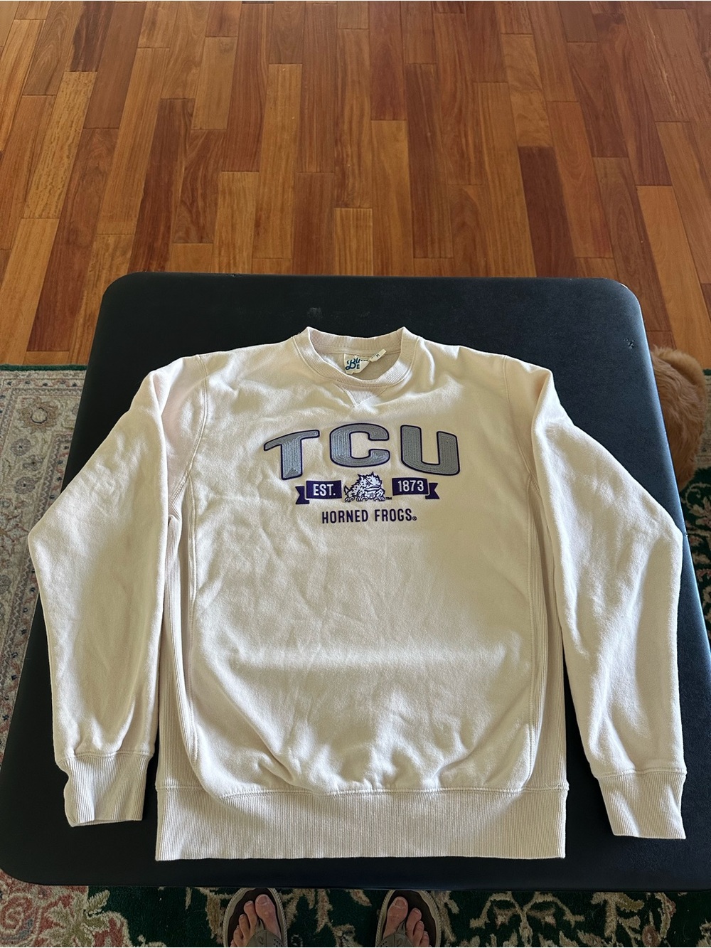 Blue 84 TCU Horned Frogs Cream Crewneck Sweatshirt Mens Medium